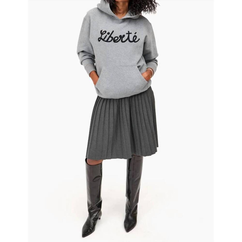 NEW CLARE V. liberte embroidered hoodie in grey heather